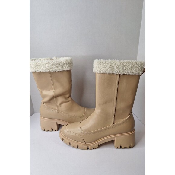 CAPE ROBBIN Lugg Sole Boots Women's Sz 10 Fur Lined Mid Calf Outdoors Gorpcore - Picture 9 of 10